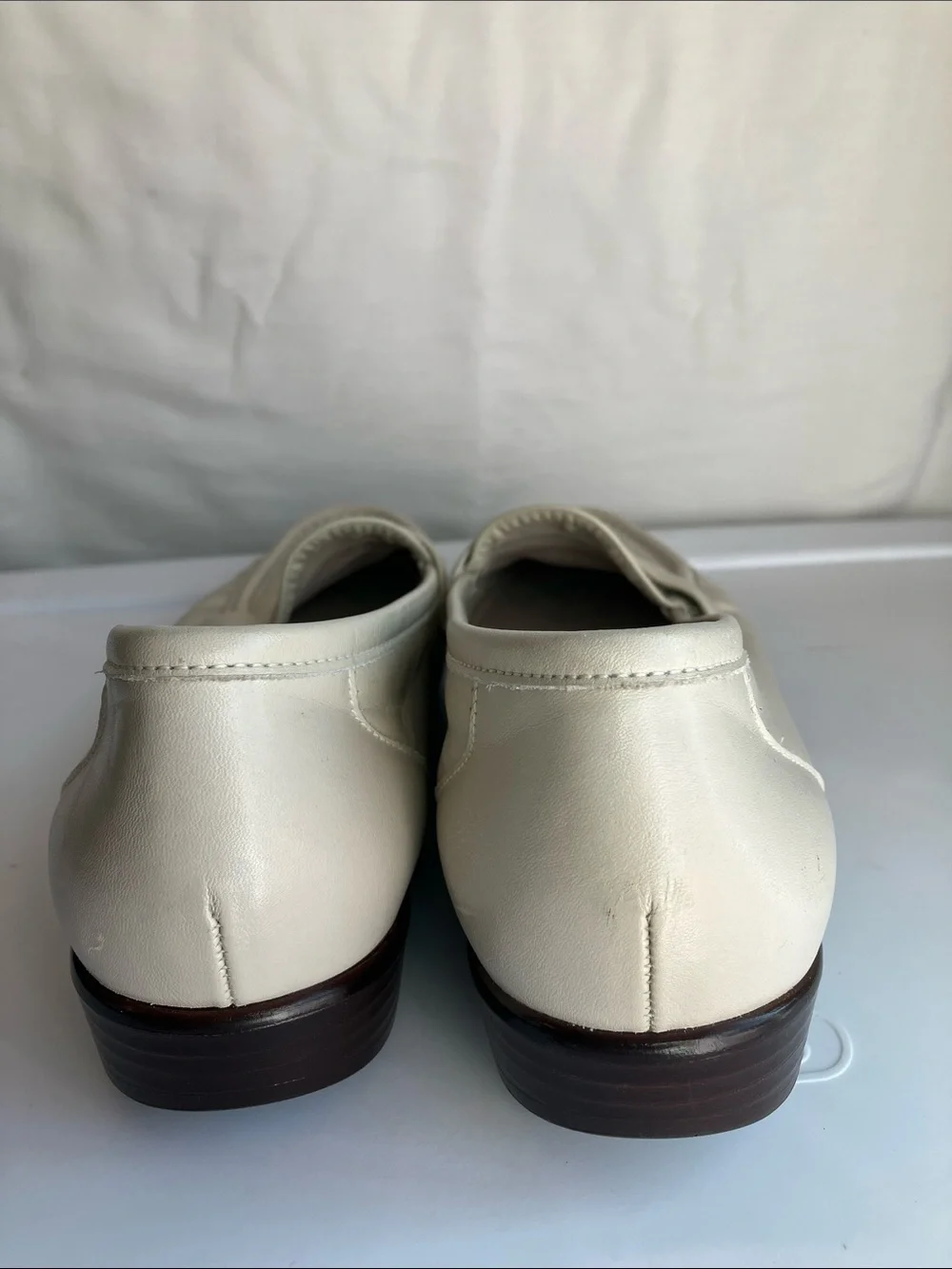 SAS Easier Tripad Comfort cream leather penny loafers moc-toe women’s 10.5
